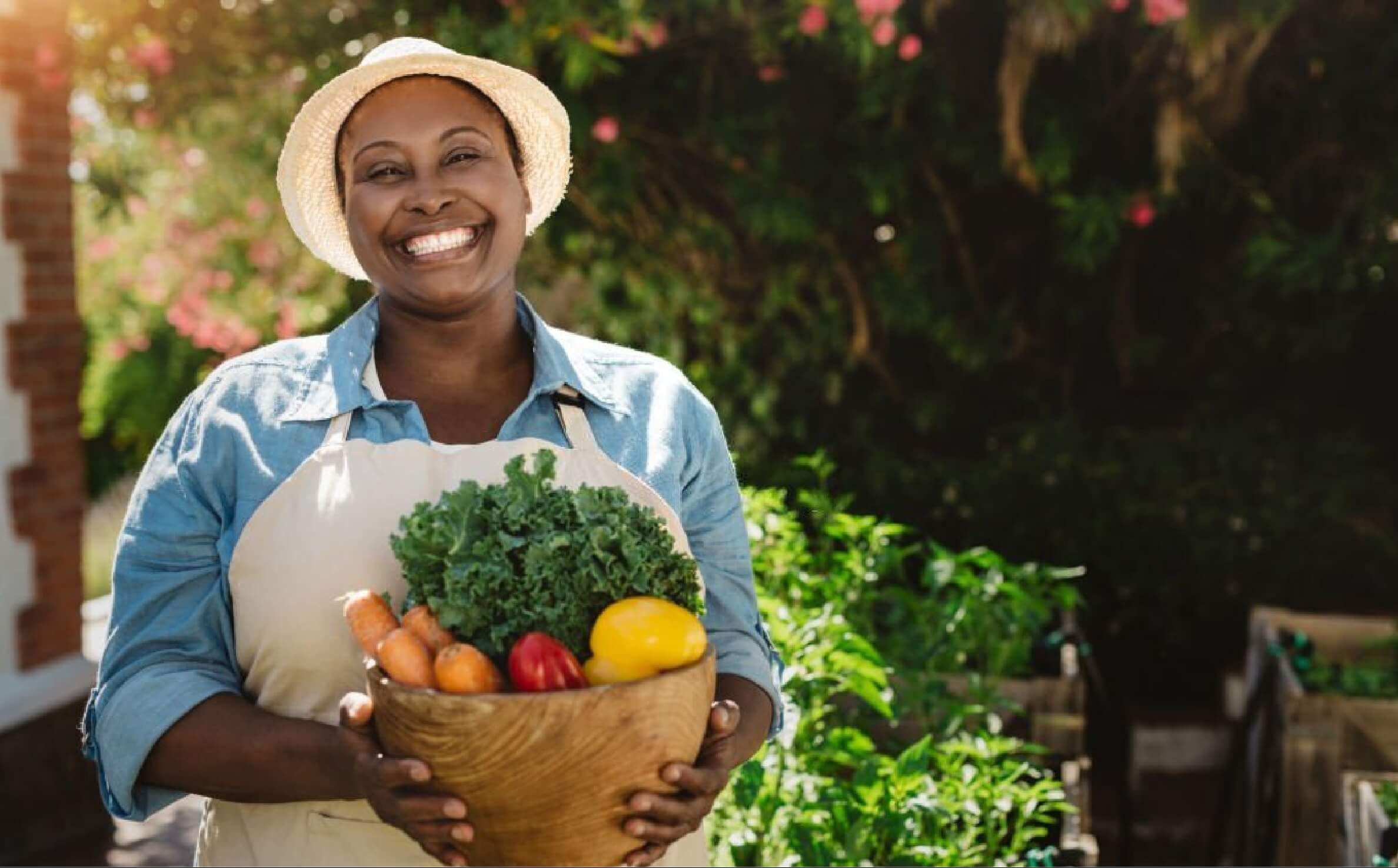 Happy lady with vegetable basket Happy lady with vegetable basket